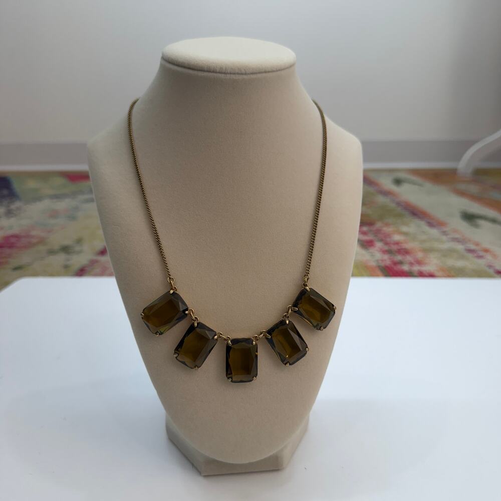J. Crew Green Gold Statement Necklace